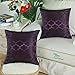 CaliTime Pack of 2 Cushion Covers Throw Pillow Cases Shells for Home Sofa Couch Modern Shining & Dull Contrast Quatrefoil Accent Geometric 20 X 20 Inches Deep Purple