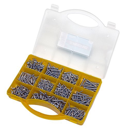 Self Tapping Screws and Wood Screw Quality Fasteners Set â€“ 545 Pieces Screw Pack - Assorted Sizes â€“ Yellow Carry Case with Handle By Brackit