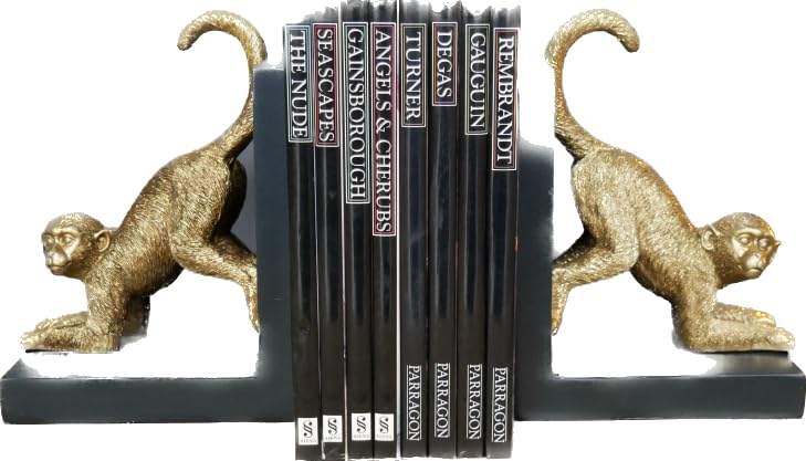 Pair of Gold Resin Monkey Book Shelf Bookends