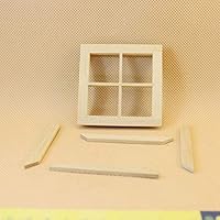 Foreen 1/12 Miniature Unpainted 4 Pane Window Bedroom Decor Doll House Accessory Pretend Play Kids Toy