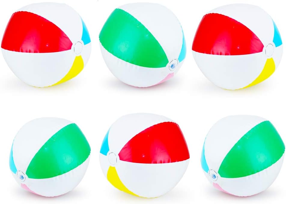 Boley 6 Pack Giant Light-up Rainbow Beach Balls - Inflatable Blow Up LED Beach Balls for Summer and Outdoor Play: Sports & Outdoors