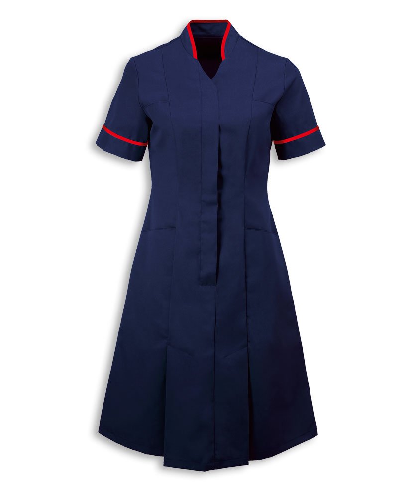 Alexandra AL-NF51NR-128T Mandarin Collar Dress, Plain, Tall, Red Piping/Trim, 128 cm Chest (Size 26), Sailor Navy