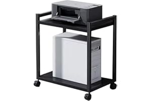 Computer Tower Stand 2 Tier, Adjustable PC Tower Stand CPU Holder Cart with Locking Caster Wheels, Metal Computer Cart