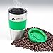 AdirChef Single Serve Mini Travel Coffee Maker & 15 oz. Travel Mug Coffee Tumbler & Reusable Filter for Home, Office, Camping, Portable Small and Compact (Green)