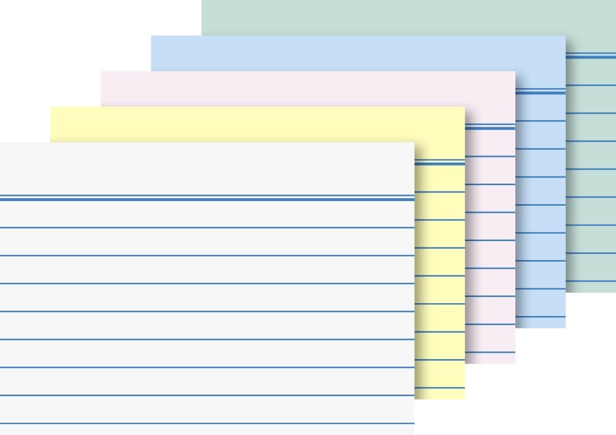 Brunnen Index Cards, Ruled, 180 g/m² Index Card Box A8 Landscape, Assorted