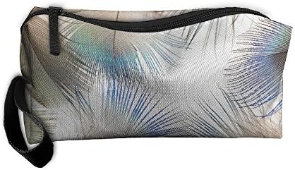 White Colored Feather Pattern Makeup Bag Printing Girl Women Travel Portable Cosmetic Bag Sewing Kit Stationery Bags Funny Storage Pouch Bag Multi-function Bag