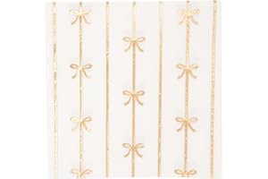Bonjour Fete Gold Bow Small Paper Napkins | Premium Party Table Decor, Holiday Decorations | Happy Birthday Decorations, Cocktail Napkins, 3-ply Paper, Pack of 20, 5" Folded