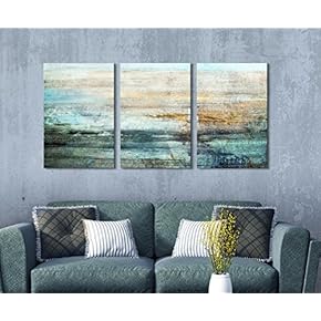 3 Panel Canvas Wall Art - Abstract Grunge Color Compositon - Giclee Print Gallery Wrap Modern Home Art Ready to Hang - 24" x 16" x 3