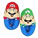 Super Mario Brothers Boys Plush Slippers (Small / 11-12, Mario Luigi Blue)