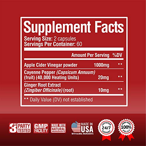 image for HealthyWiser Apple Cider Vinegar Capsules 1000mg - 100% Natural Non-GM