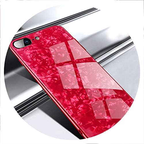 Glitter Fairy Shell Phone Case for iPhone 7 8 6 6s Plus Soft TPU Silicone Cover Tempered Glass Fundas for iPhone X XS MAX XR,Red,for iPhone 6 6s