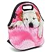 icolor Pink Dog Soft Friendly Insulated Lunch box - Bag Neoprene Handbag lunchbox Cooler warm Pouch Tote bag