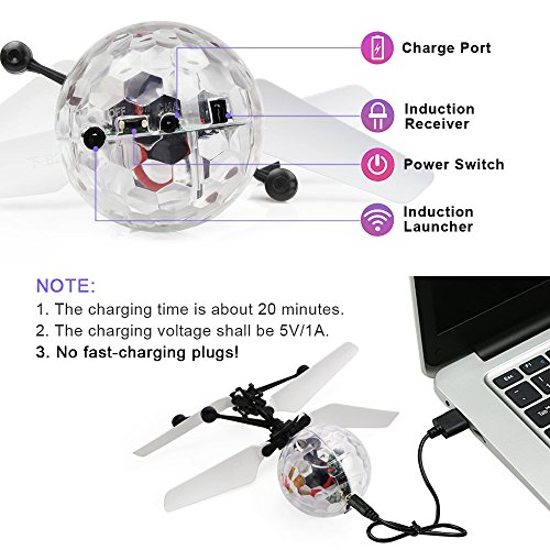 Betheaces Flying Ball, RC Flying Toy, Boys Toys, Infrared Induction Helicopter Drone with Colorful Shinning LED Light and Remote Controller for Kids, Gifts for Boys and Girls, Indoor and Outdoor Game - Thumbnail 3