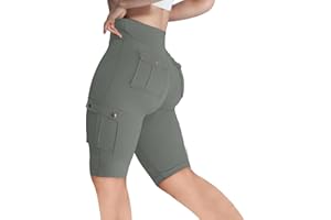 MZKDIEEY Women's Butt Lifting Biker Shorts High Waist Cargo Yoga Pants Stretch Joggers Leggings Sweatpants with Flap Pocket