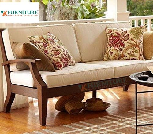 VK Furniture Sheesham Sofa Set for Living Room Wood Furniture | Wooden Sofa Set for Home | 3+2+1 | Honey Brown