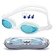 MAIMAI Menprofessional Protection of Swimming Glasses, Sealed Watertight, Glasses Protection Equipment + Nasal Congestion + earplugs，Swim Goggles,Anti-Fog & UV (White)