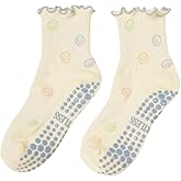 Shapes Studio Crew Half Calf Grip Socks, Cutest Fruits Pilates Socks, Ruffle socks, Non-Slip, Barre Yoga Fitness