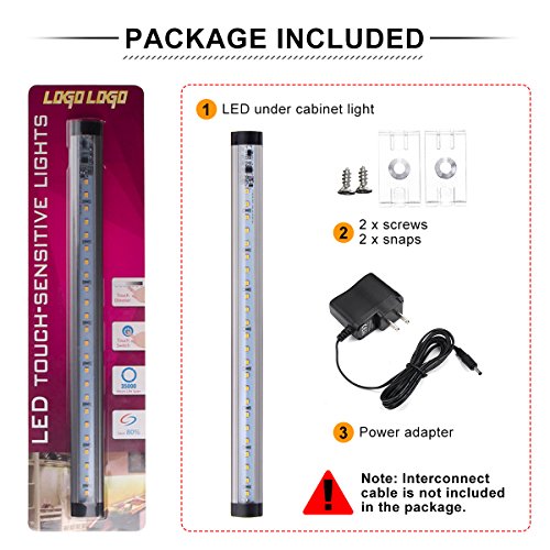 Under Cabinet Light, Elfeland Touch Tap Closet Lights 3 Levels Dimmable Touch Sensor Night Light Connectable Push Light for Wardrobe Cupboard Desk Lamp Kitchen Study Dormitory