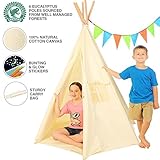 Teepee Children Playhouse 6 Pole Tipi Natural Canvas Tee Pee Unique Teepees for Kids