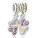CharmsStory Sterling Silver Mom Daughter Love Four Leaf Clove Charms Beads For Bracelets