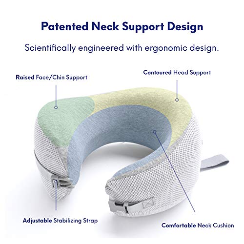 Cushion Lab Extra Support Travel Pillow, Award-Winning Patented Ergonomic Design for Chin & Neck Support Memory Foam Neck Pillow, Compact Airplane Pillow for Traveling, Flight, Car, Medium - Grey - Thumbnail 3
