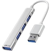 USB 3.0 Hub, 4-Port USB Hub USB Splitter USB Expander for Laptop, Xbox, Flash Drive, HDD, Console, Printer, Camera, Keyborad, Mouse and More