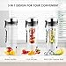 amzdeal Fruit Infuser Water Bottle - 1L / 32 Oz Sports Water Bottle BPA Free with Infusion Rod and Freezer Ice Ball Leak Proof and Non-Slip Design for Outdoor School Office - Black