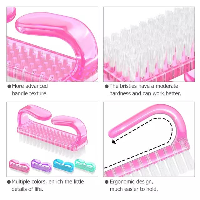 4 Pcs Nail Brush for daily Use -4 Different Kinds of Fingernail brush with Plastic Handle Nail brush for cleaning Fingernails - Easy to use Nail Scrub brush-Nail Cleaner Nail brushes for Man and women - Image 2