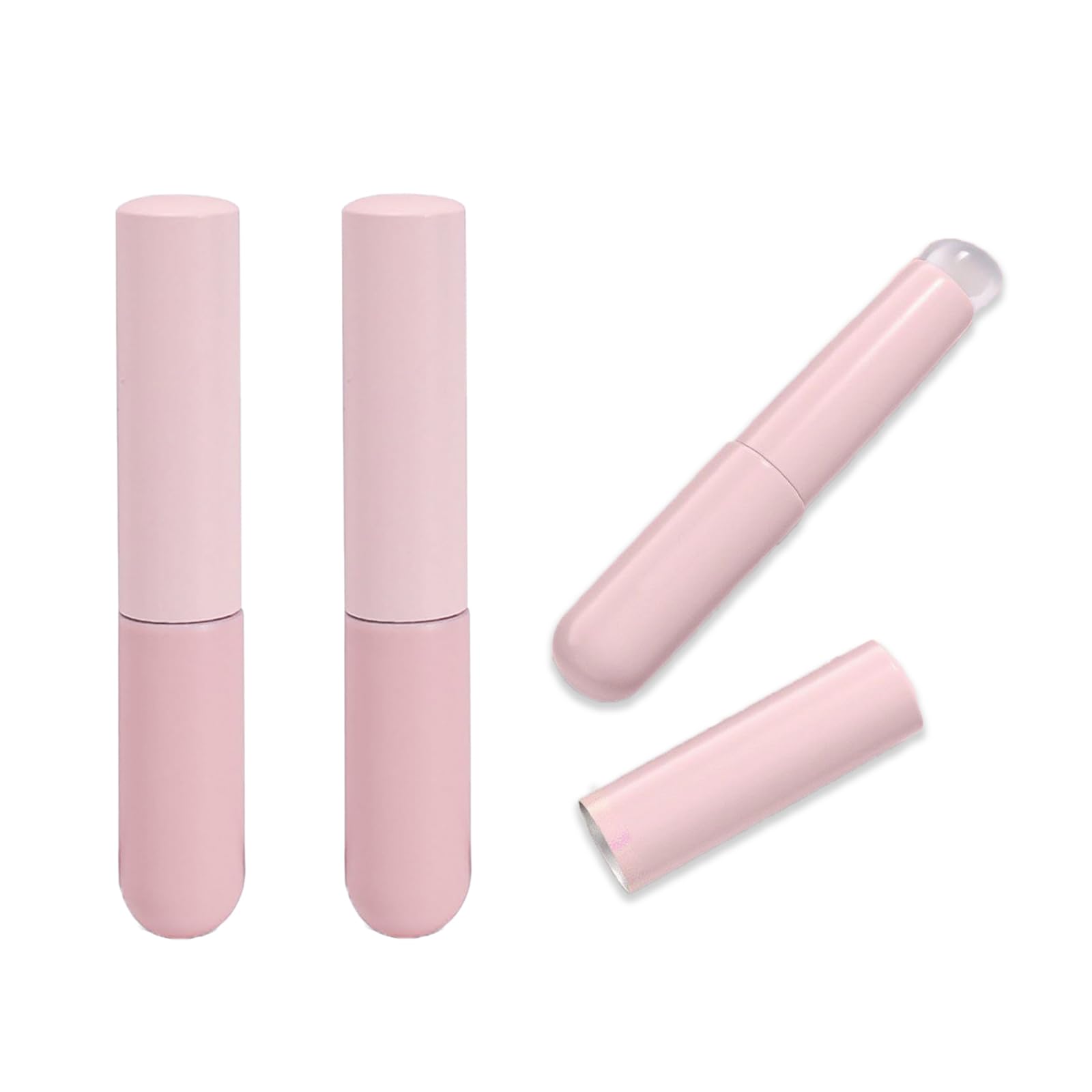 Sicheii 3Pcs Soft Silicone Lip Brush with Cover, Portable Lip Balm Makeup Applicator, Reusable Lip Mask Applicator Scrubber for Women Lipstick, Lip Gloss & Tint, Concealer, Eyeshadow (Pink)