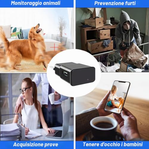 SHMIZZ Mini Hidden Spy Camera, Mini Camera, Espía Oculta Camuflada WiFi 1080P USB Cargador Interior Spy Camaras Surveillance with Motion Detection, Night Vision
