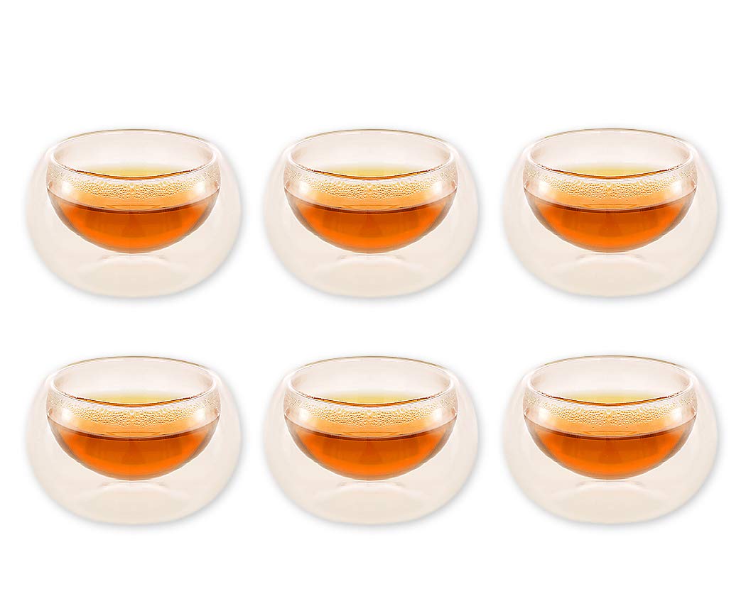 ds. distinctive style Double Walled Glasses Coffee Tea Cup Set Heat-Resistant Borosilicate Glass 6 Pack