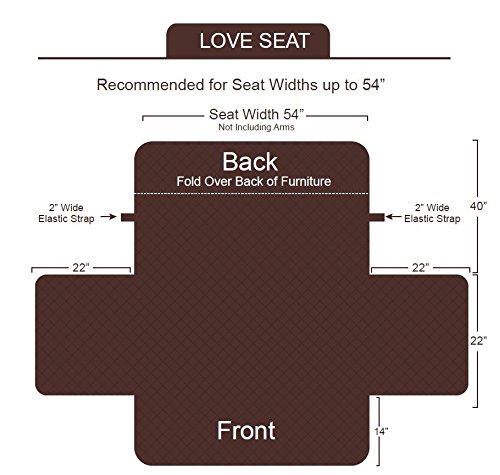 E-Living Store Reversible Loveseat/Couch Furniture Protector with 2 Inch Elastic Strap, Machine Washable, Perfect for Pet and Kids, Seat Width Up to 54" - Navy Blue