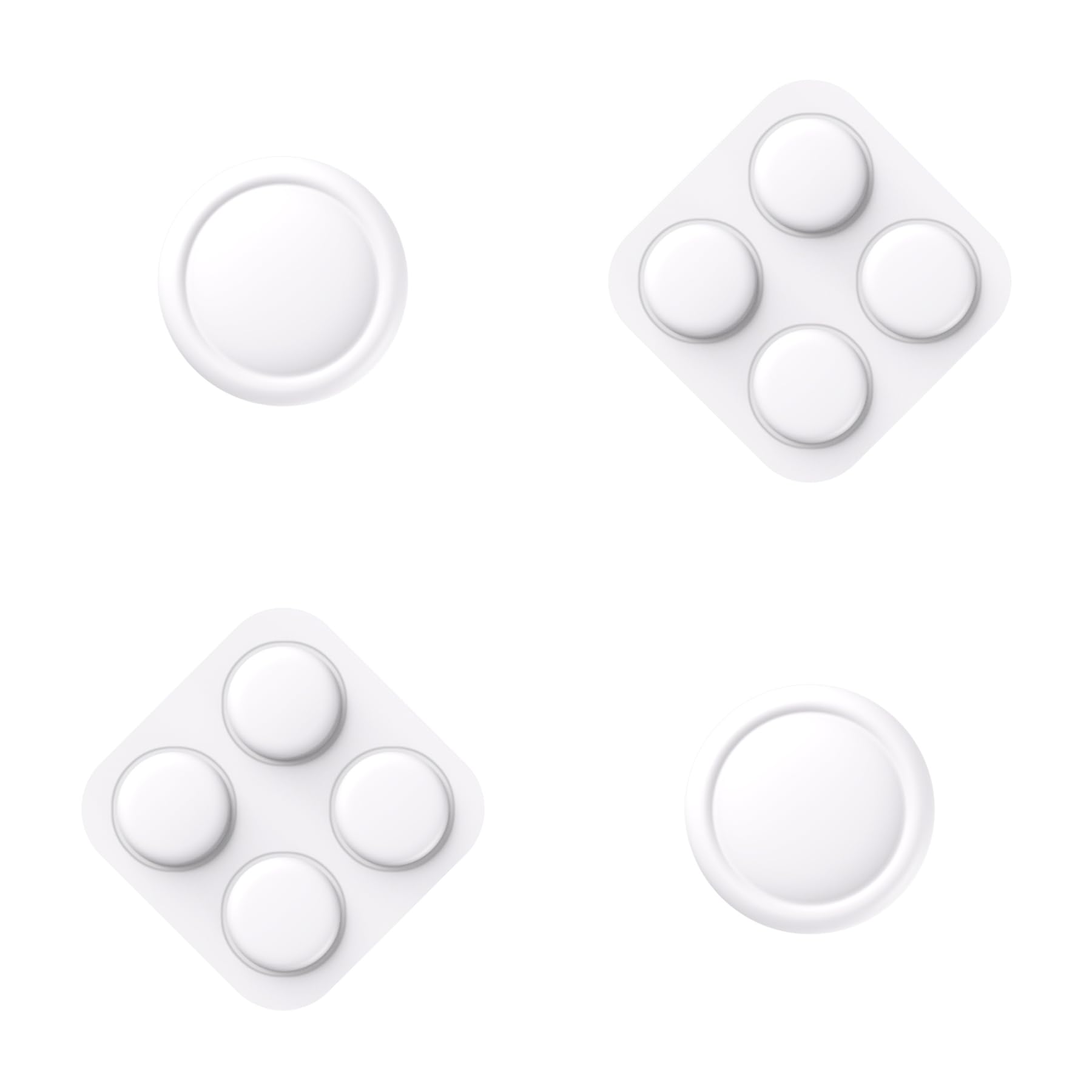 PlayVital Button Caps + Thumb Grip Set for Nintendo Switch 2, 2 Silicone Colorful ABXY Directional Button Covers & 2 Joystick Caps for Joycon - White