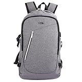 OXA Anti-Theft and Water Resistant Business/School Laptop Backpack with USB Charging Port and Lock Fits up to15.6-Inch Laptop and Notebook, Grey
