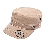 Jeep Unisex Star Print Adjustable Military Cap Hat (Apricot, Free Size)