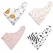 Reversible & Waterproof Cotton Baby Bandana Drool Bibs for Girls with Adjustable Snaps, Pack of 4, Soft Absorbent Cute Modern Premium Bib Set for Teething Drooling