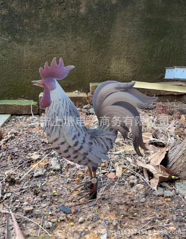 21” Tall Indoor/Outdoor Tropical Metal Rooster Yard Statue Decoration,Chicken Decorations, Metal Chicken Sculpture for Backyard Patio Kitchen Decor & Lawn Ornaments (2PC)