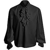 Bbalizko Mens Pirate Shirt Ruffle Victorian Renaissance Steampunk Vampire Poet Shirts Gothic Medieval Costume
