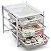 EZOWare 3 Tier Pull Out Organizer Cabinet Sliding Drawers for Bathroom, Office, Countertop, Pantry, k-Cups, Under The Sink, and Kitchen - Silver