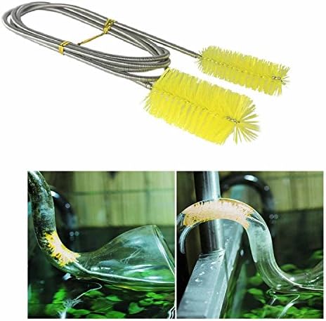 XMshop Flexible155cm Double Ended Water Filter Pump Pipe Cleaning Brush Aquarium Fish Tank Air Tube Hose Cleaner--yellow