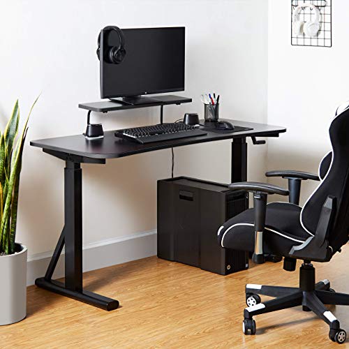 Amazon Basics HeightAdjustable Gaming Desk with Raised Monitor Shelf