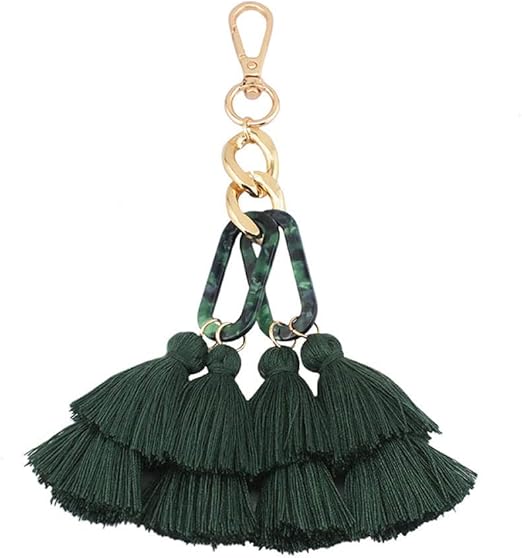 LZHLMCL Damen Keychain Taschen Böhmische Baumwolle Quaste Schlüsselbund