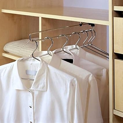 Wardrobe Pull Out Clothes Hanger Rail Extending Rail Storage