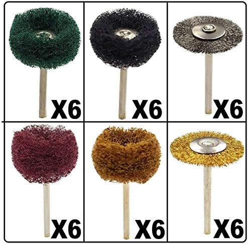PROMMON Multi-style Mini Abrasive Wheel Buffing Polishing Wheel Brush Set For Proxxon Dremel Rotary Tool Pack Of 36Pcs