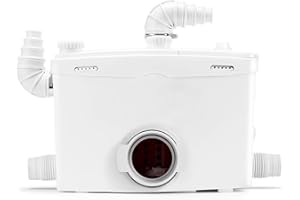 MIXBUBOLE 1500W Macerator Pump for Conventional Toilet with A Bottom Outlet Toilet Pump Upflush to 32.8FT 2800GPH Utility Sink Pump 4 Water Inlets 2 Outlets Macerating Toilet System for Toilet Shower Kitchen