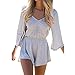 SUNNOW® Women's Sexy Long Sleeves V Neck Backless Short Romper Jumpsuit
