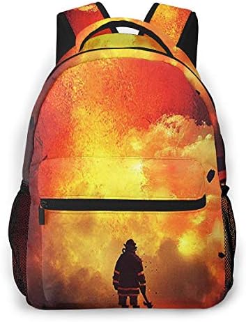 Travel Laptop Backpack Casual Backpack Fireman Firefighter, Anti Theft Durable Computer Bag, Water Resistant College School Bag for Women Men Fits 14 Inch Notebook