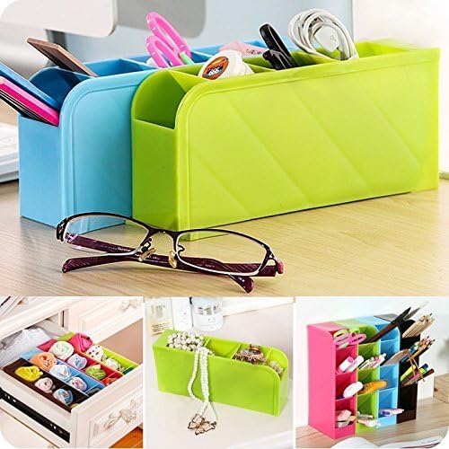SpiderJuice Multipurpose 4 Grid Desktop Debris Stationary Makeup Accessories Vertical Horizontal Storage Organizer (Random Colour)