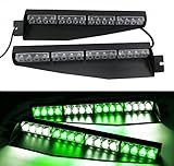 TASWK 32LED 32W LED Lightbar Visor Light Windshield Emergency Hazard Warning Strobe Beacon Split Mount Deck Dash Lamp (Green and White)