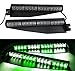TASWK 32LED 32W LED Lightbar Visor Light Windshield Emergency Hazard Warning Strobe Beacon Split Mount Deck Dash Lamp (Green and White)